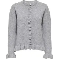 ONLY Onlrima Life Ls Fril Butto Cardi Cs Knt - Grey - S