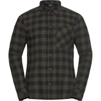 Jack Wolfskin Men's Lite Flannel Shirt Check Obsidian Moss Pitkähihaiset kauluspaidat S