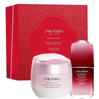 Shiseido Valkoinen Lucent-setti : White Lucent Illuminating päivävoide kasvoille 15 ml + White Lucent valaiseva seerumi kasvoille 10 ml