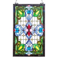 Vevor -lasimaalauspaneeli, 433 x 731 mm, Tiffany-tyylinen riippuva ikkunapaneeli ketjulla, suuri pystysuora suorakaiteen muotoinen lasimaalaus, perinteinen käsityötaide keittiön sisustukseen