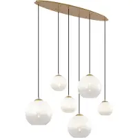 QAZQA Hotelli Chic riippuvalaisin messinki valkoisella lasilla suorakulmainen 6-lamppuinen - Misty