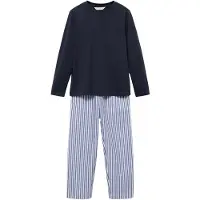 Mango Striped Long Pyjamas - Navy - 11-12