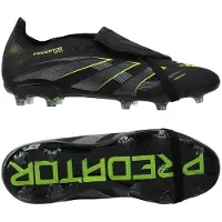 Adidas Predator Elite Fold-over Tongue Fg Electric Stealth - Musta/hopea/lucid Sitruuna Lapset - Nurmi (Fg), koko 30