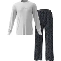Calvin Klein Ls Tee Pant Set - White - L