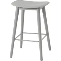 Muuto , Fiber baarituoli matala Wood Base - 65 cm - Grey/Grey