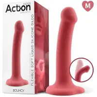 Action Bouncy Liquid Silicone Flexible Dildo Burgundy 18cm