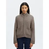Selected Slwsia Ras Ls Knit Zipper Cardigan Noos - Beige - L