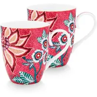 Pip studio Flower Festival muki 35 cl 2 kpl, vaaleanpunainen
