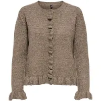 ONLY Onlrima Life Ls Fril Butto Cardi Cs Knt - Brown - XS