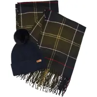 Barbour for woman. LGS0054 Dover navy, green hat and scarf gift set (OSFA), Casual, Viscose