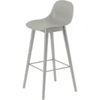 Muuto Fiber baarituoli korkea Wood Base - 75 cm - Grey/Grey