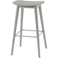 Muuto Fiber baarituoli korkea Wood Base - 75 cm - Grey/Grey