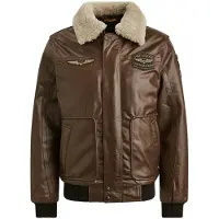 PME Legend Välikausitakki 'Hudson leather jacket' tummanruskea