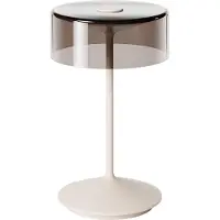 Sigor Numotion LED ladattava pöytävalaisin, beige, lasi, IP54, himmennettävä Numotion,, Kerma/meripihka, Olohuone/ruokailutila, Lasi, Moderni