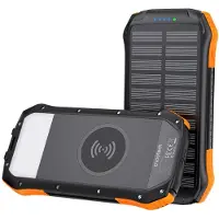 Choetech B567 Solar power bank with inductive charging 3x USB 20000mAh 20W / QC 18W / Qi 10W (black-orange)