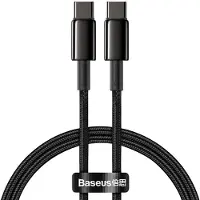 Baseus USB-C - USB-C kaapeli punottu, 100W, 1m, musta
