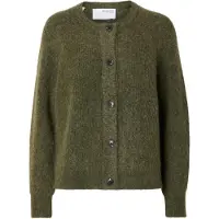 Selected Slwlulu Ls Knit Short Cardigan Noos - Khaki green - S