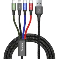 Baseus Rapid Series 4-1:ssä- Data- ja Latauskaapeli CA1T4-B01 - 1.2 m - Musta