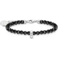 Thomas Sabo Silver Member Charm Bracelet With Black Beads