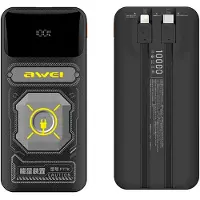 Awei Varavirtalähde sisäänrakennetulla Lightning/USB-C-kaapelilla P77K 10000mAh musta/musta 22.5W