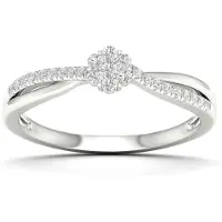 Lykken Elegance valkokultainen crossover-timanttisormus 0,15 ct-180