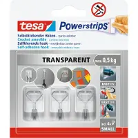 TESA 58620-00003-00, Sisätila, Välinekoukku, Läpinäkyvä, Metalli, Liimateippi, 0,5 kg