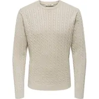 Only & Sons Onsloui Reg 12 Cabel Crew Knit Noos - Beige - XS