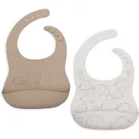 Jollein Ruokalappu Silikoni 2-pack, Elephant Tales