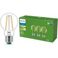 Philips LED-lamppu Ultra Efficient A60 2.3W/827 (40W) Clear 3-pack E27