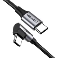 UGREEN US255 USB-C - USB-C -kaapeli, kulma, QC 3.0 PD 3A 60W, 1m (musta)