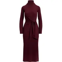 Ralph Lauren Tie-Front Turtleneck Dress - Red - S