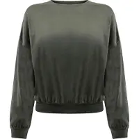 Hunkemoller Top Ls Velours Crew - Khaki green - S