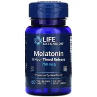 Life Extension Melatoniini 6 tunnin ajoitettu vapautus 750 mcg - 60 tablettia - 60 tablettia