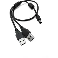 Silex E1639, 0,5 m, 2 x USB A, Musta