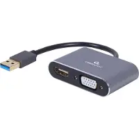 Gembird Adapter z USB na HDMI+VGA szary