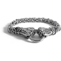 Lykken Viking teräsrannekoru Thorin hanskoilla 21cm