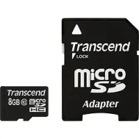 Transcend TS8GUSDHC10, 8 GB, MicroSDHC, Luokka 10, NAND, 90 MB/s, Musta