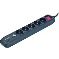 Gembird – 5 x AC, 2 x USB, 16 A, 50 Hz - 60 Hz, 1.5 m (SPG5-U2-5)