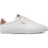 Pepe Jeans for woman. PLS31445 Classic Sneakers Kenton Max white (38), Flat, Laces, Casual