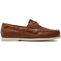 Ralph Lauren for man. 803932996002 Merton Leather Boat Shoes with Brown Blocks (44), Beige, Flat, Laces, Casual