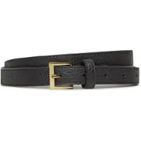 Lauren Accesorios Pebbled Leather Skinny Belt - Black - L
