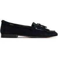 Ralph Lauren Fringe-Trim Suede Loafer - Black - 36