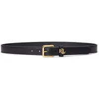 Ralph Lauren Logo-Keeper Leather Skinny Belt - Black - M