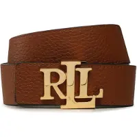 Ralph Lauren Logo Reversible Pebbled Wide Belt - Brown - XS