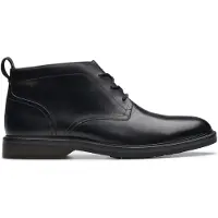 Clarks for man. 26179683 Aldwin Chukka leather ankle boots black (42.5), Flat, Laces, Casual