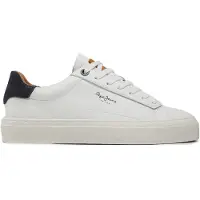 Pepe Jeans for man. PMS30930 Yogi Original white leather trainers (46), Flat, Laces, Casual