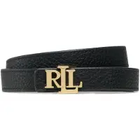 Ralph Lauren Logo Reversible Leather Skinny Belt - Black - S