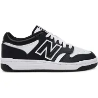 New Balance unisex for kids. GSB480V1 Leather trainers 480 white, black (35.5), Flat, Laces, Casual, Sport, children's fashion