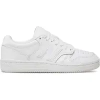 New Balance unisex for kids. GSB480V1 Leather trainers 480 white (35.5), Eco Leather, Flat, Laces, Casual, children's fashion