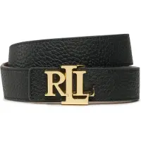 Ralph Lauren Logo Reversible Pebbled Leather Belt - Black - S